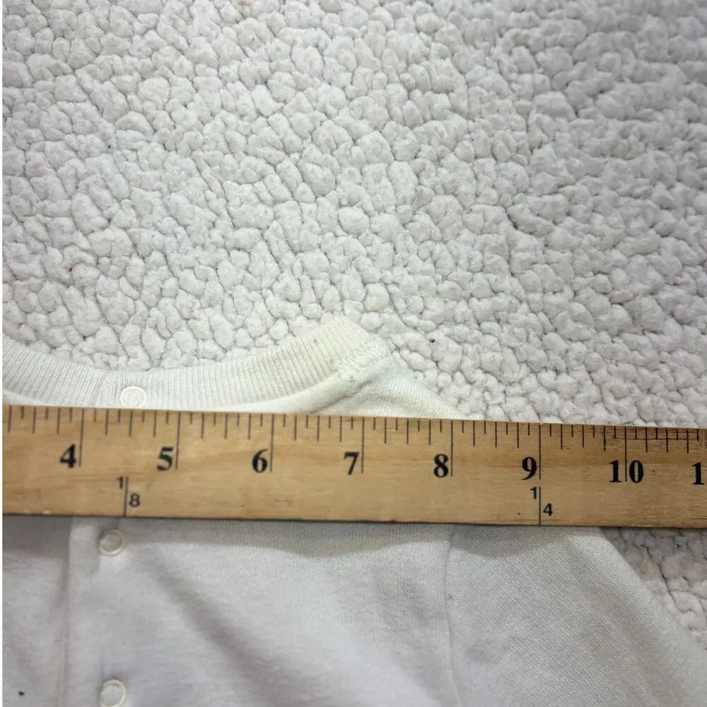 Vintage Ralph Lauren Coverall Baby 9M White Polo Bear Fleece One Piece Romper